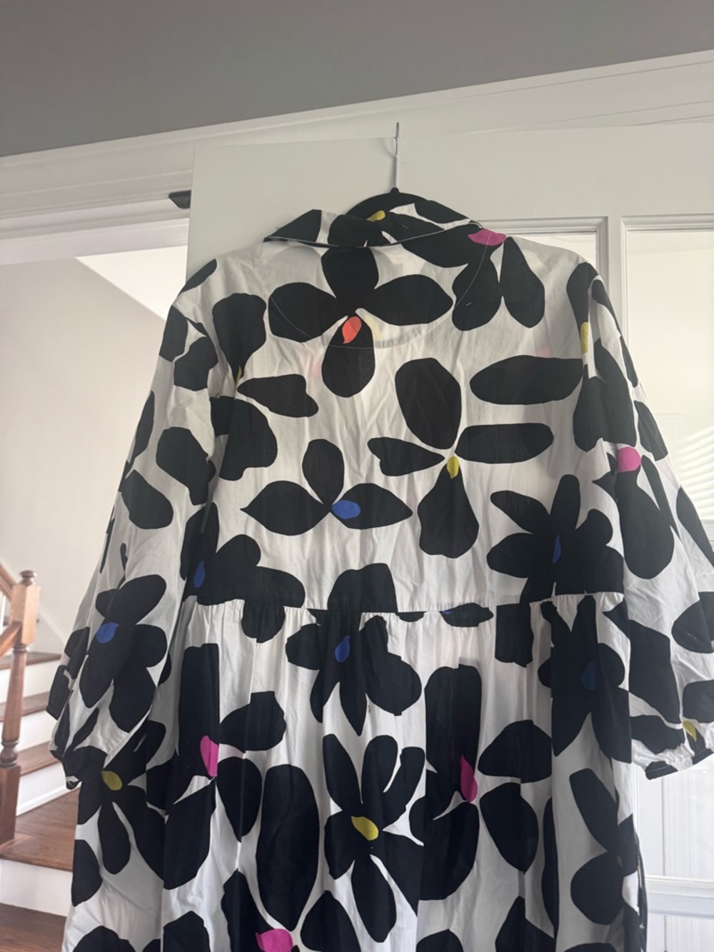 Anthropologie Black and White Floral Maxi Dress with Colorful Accents - Picture 9 of 9